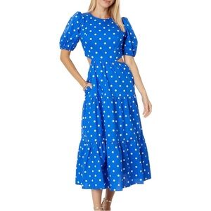 Lilly Pulitzer Blue Polka Dot Midi Dress NWT